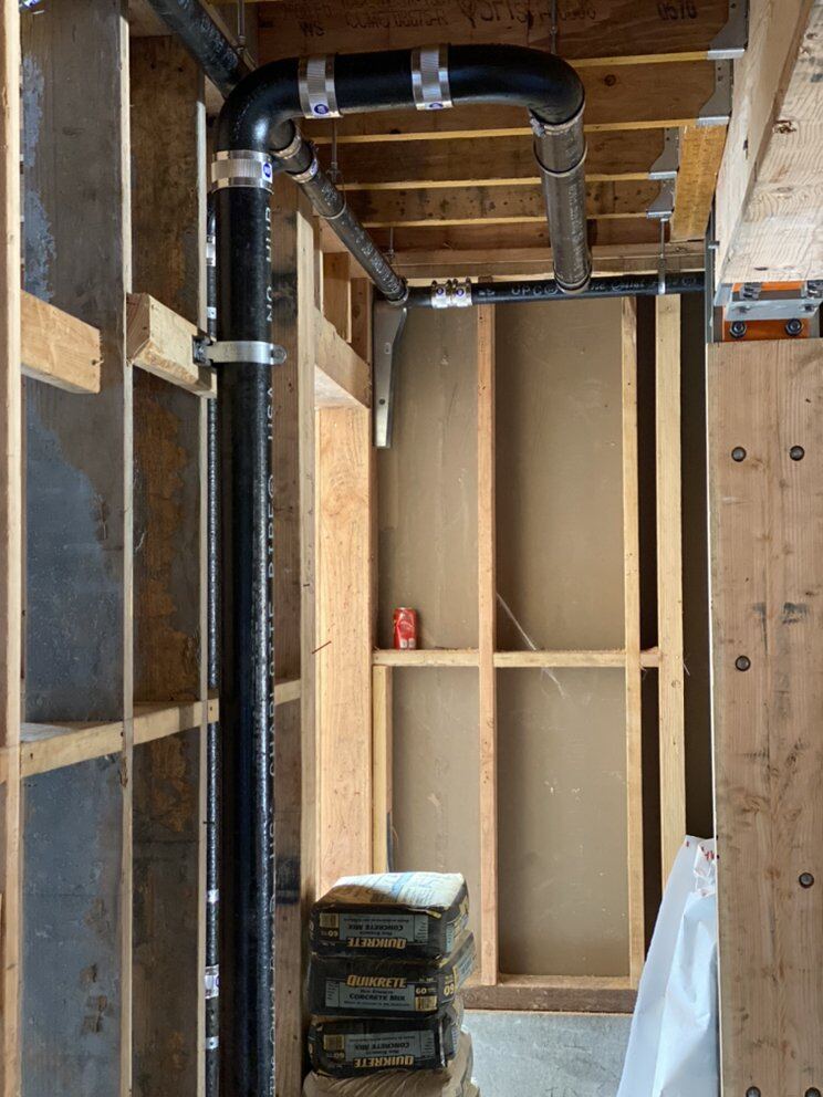 Drain, waste, and vent lines roughed in